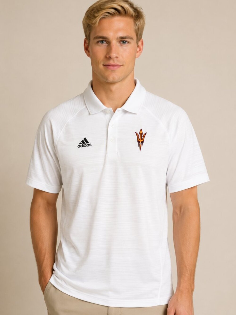 Adidas Arizona State Sun Devils ASU Climalite Polo Shirt White Maroon Men's XL